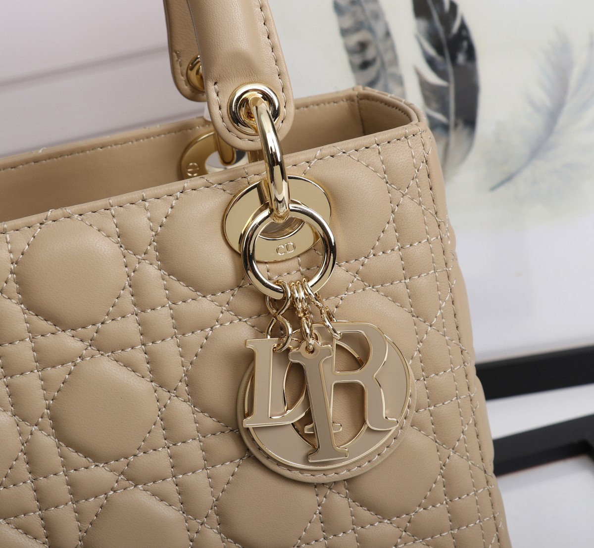 Medium Lady Dior Bag Powder Beige Cannage Lambskin